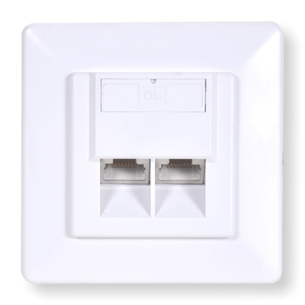 Netzwerkdose CAT 6A weiß 2xRJ45  STP, UP