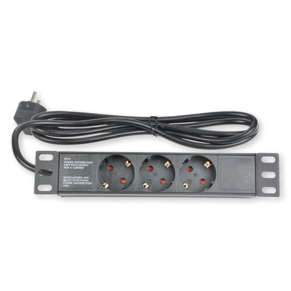 Steckdosenleiste 3fach 10"1 HE schwarz