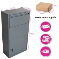 Paketbox P01 Wandmontage 44x22x82,5cm anthrazit