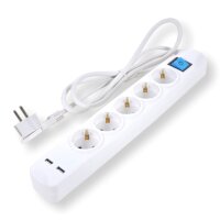 Steckdosenleiste 5-fach weiß 2x USB 1,5m