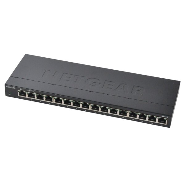 NETGEAR GS316 16-Port Gigabit LAN Switch Unmanaged, Desktop- oder Wandmontage