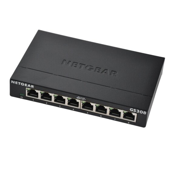 NETGEAR GS308 8-Port Gigabit Netzwerk Switch Unmanaged, lüfterlos, Metallgehäuse