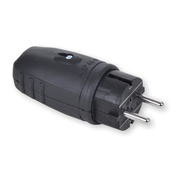 Schutzkontaktstecker 230V/16A schwarz IP 44