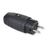 Schutzkontaktstecker 230V/16A schwarz IP 44
