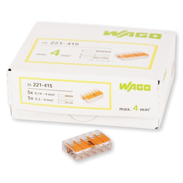 WAGO Klemme 5polig 4mm² Compact  25 Stck (221-415)