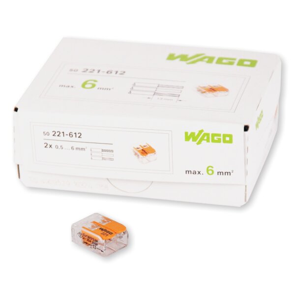 WAGO Klemme 2polig 6mm² Compact 50 Stck (221-612)