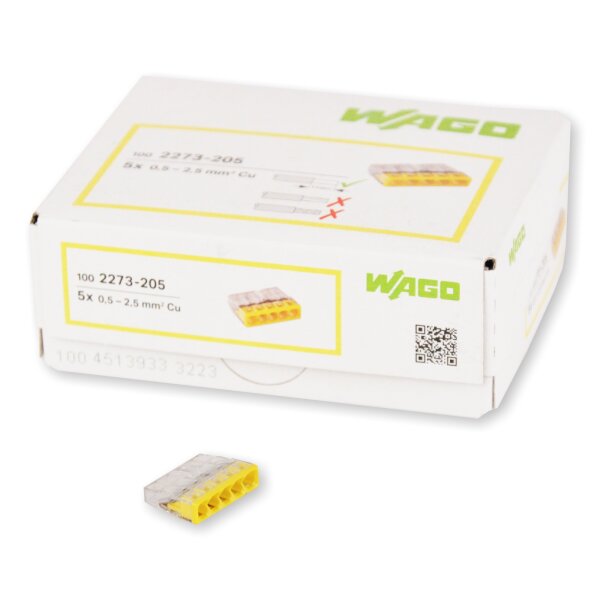 WAGO Klemme 5polig bis 2,5mm² 100 Stck (2273-205)