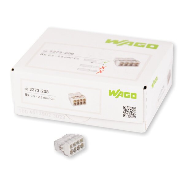 WAGO Klemme 8polig bis 2,5mm²   50 Stck (2273-208)