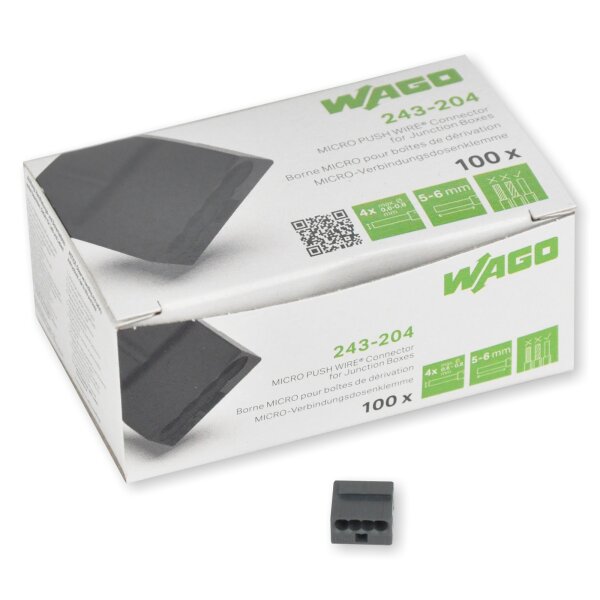 WAGO Klemme Micro 4polig 100 Stck (243-204) dkgrau