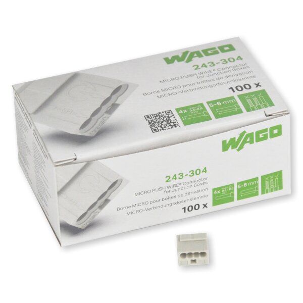 WAGO Klemme Micro 4polig 100 Stck (243-304) grau