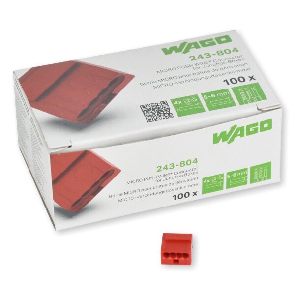 WAGO Klemme Micro 4polig 100 Stck (243-804) rot