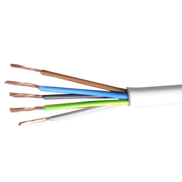 Kabel Schlauchleitung Eca H05VV-F 5x1,5 weiß