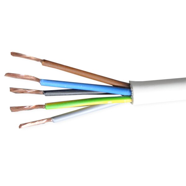 Kabel Schlauchleitung Eca H05VV-F 5x2,5 weiß